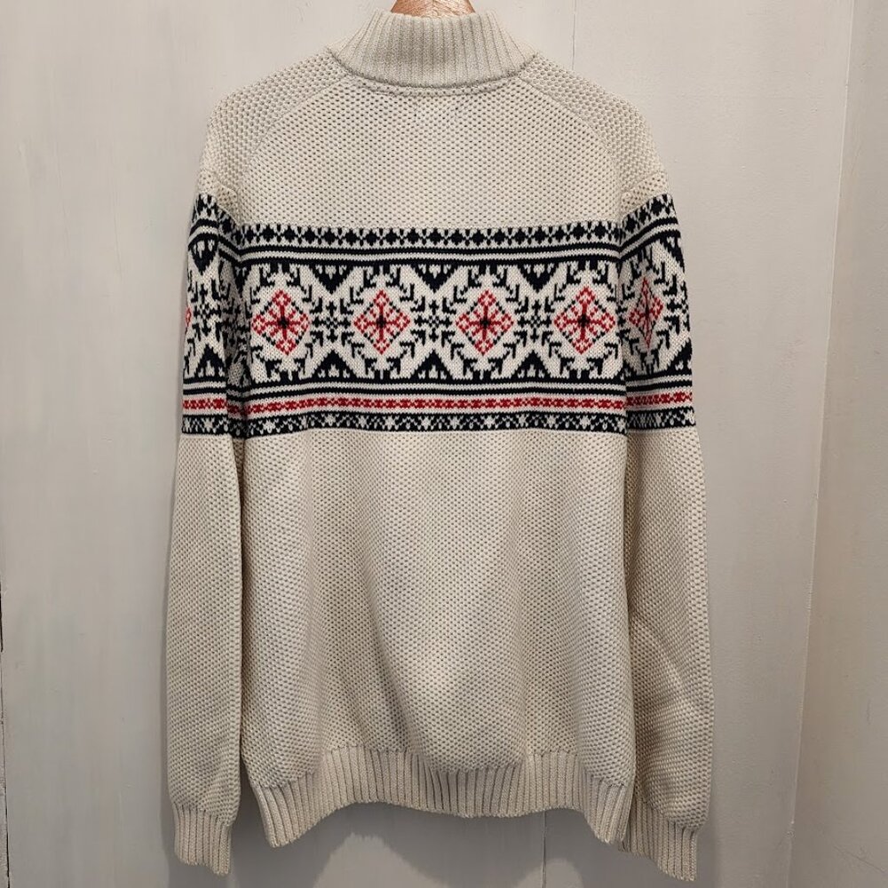 IZOD Fair Isle White 1/4 Zip Sweater Men's Size XL - Picture 7 of 8